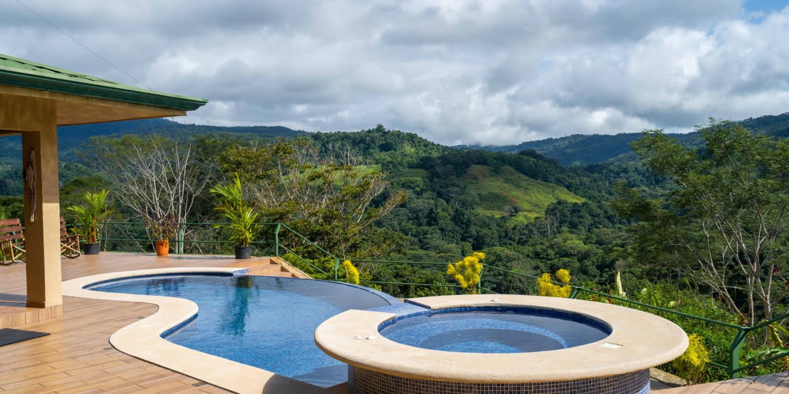 Surrounded by Mountains with Cacao Farm in Platanillo above Dominical Costa Rica Surrounded by Mountains with Cacao Farm in Platanillo above Dominical Costa Rica