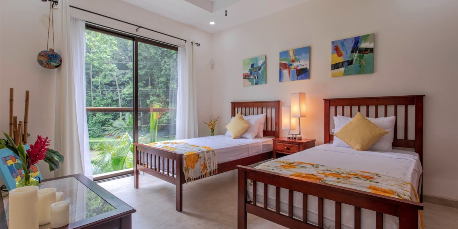 21. Guest Bedroom Two-Bedroom Jungle View Home in Gated Community with Community Waterfall & Pool in Tres Rios Costa Rica