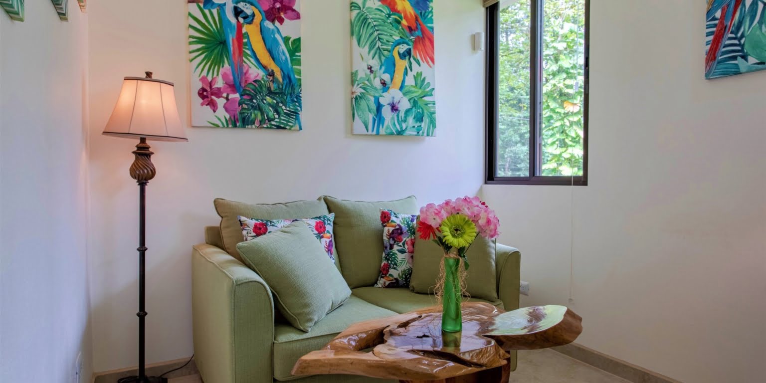 18. Master Seating Area Two-Bedroom Jungle View Home in Gated Community with Community Waterfall & Pool in Tres Rios Costa Rica