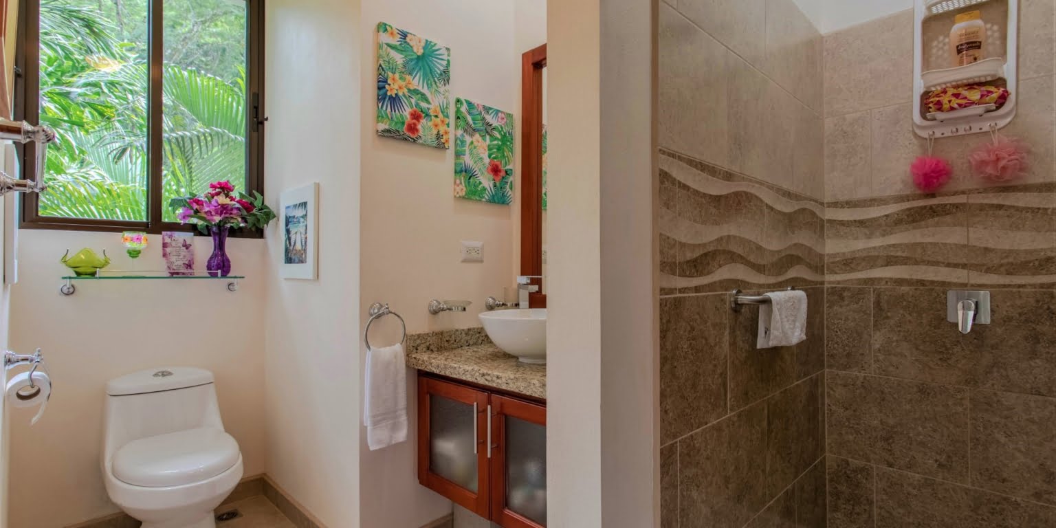 15. Master Bathroom- Two-Bedroom Jungle View Home in Gated Community with Community Waterfall & Pool in Tres Rios Costa Rica