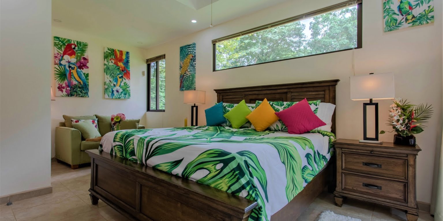 13. Master Bedroom Two-Bedroom Jungle View Home in Gated Community with Community Waterfall & Pool in Tres Rios Costa Rica
