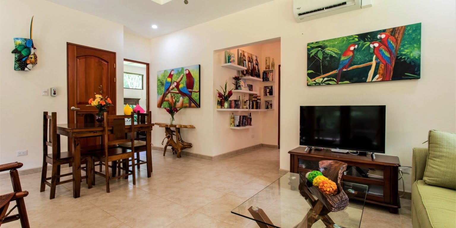 11. Living Room Two-Bedroom Jungle View Home in Gated Community with Community Waterfall & Pool in Tres Rios Costa Rica