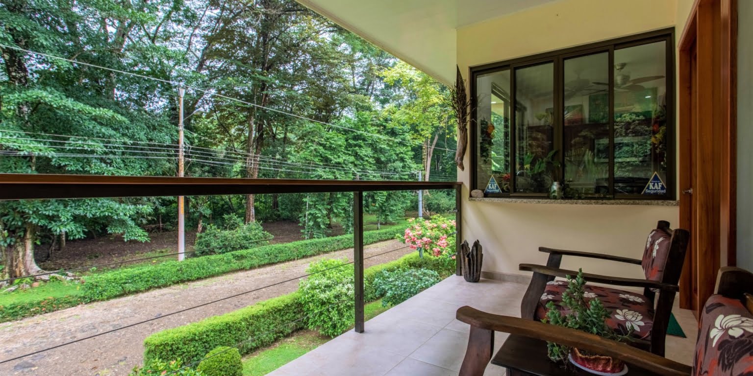 6. Balcony- Entrance- Two-Bedroom Jungle View Home in Gated Community with Community Waterfall & Pool in Tres Rios Costa Rica