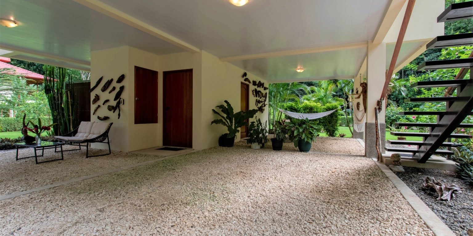 5. Parking Area Two-Bedroom Jungle View Home in Gated Community with Community Waterfall & Pool in Tres Rios Costa Rica