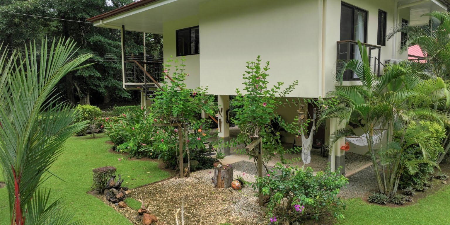 2. Drone Exterior Two-Bedroom Jungle View Home in Gated Community with Community Waterfall & Pool in Tres Rios Costa Rica