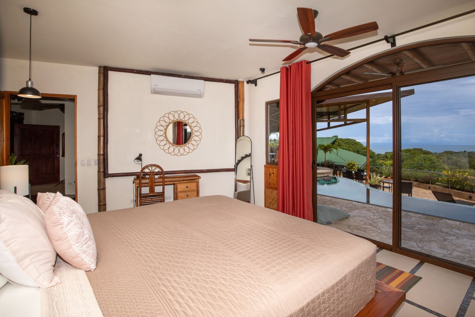 principal bed 1_8 Tropical Luxury 9-Bedroom Home in Gated Community above Dominicalito Costa Rica