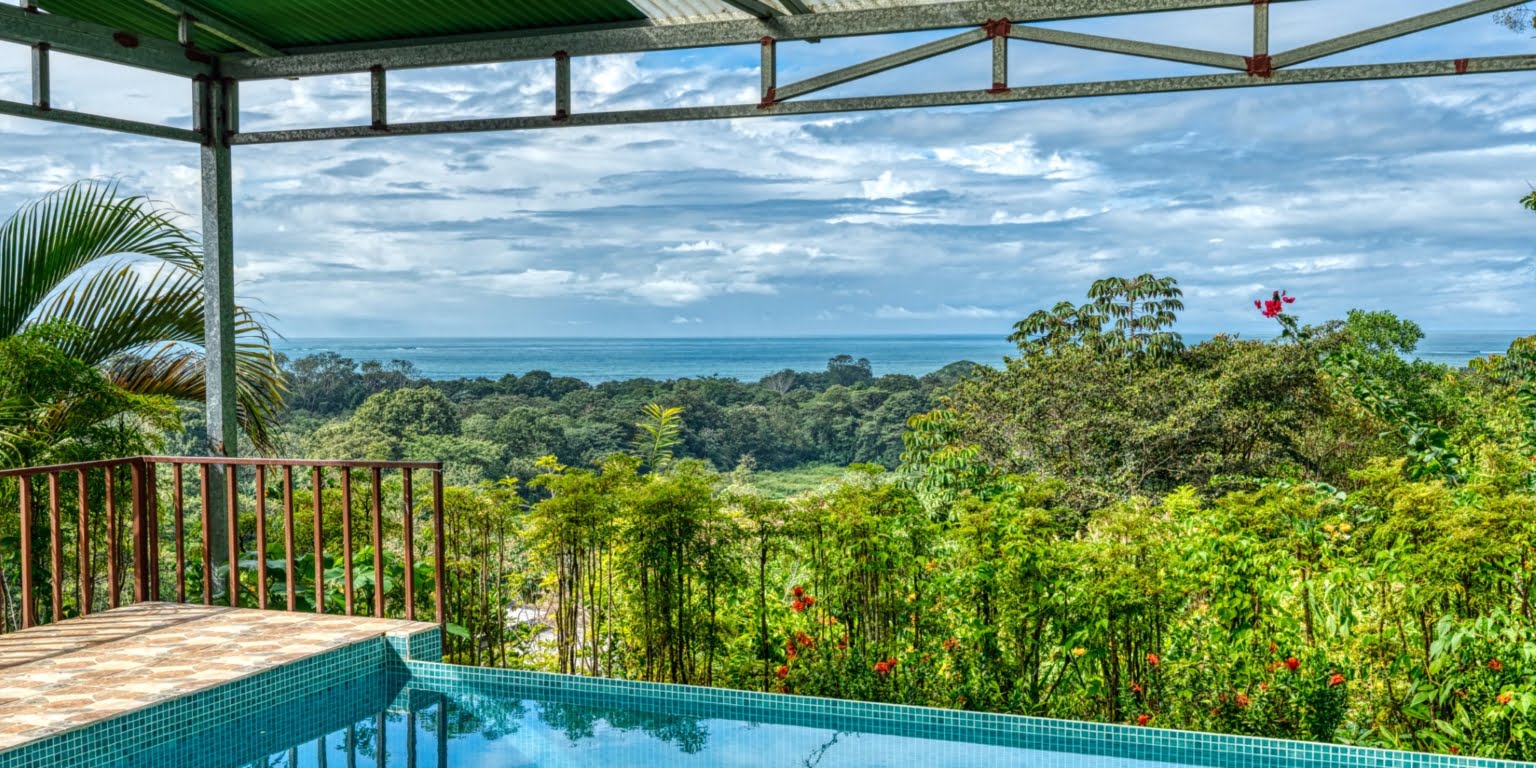 Lot-45 Easy Access Ocean View Lot in Uvita with Existing Simple Casita, Rancho & Pool and Ready to Build more in Uvita Costa Rica