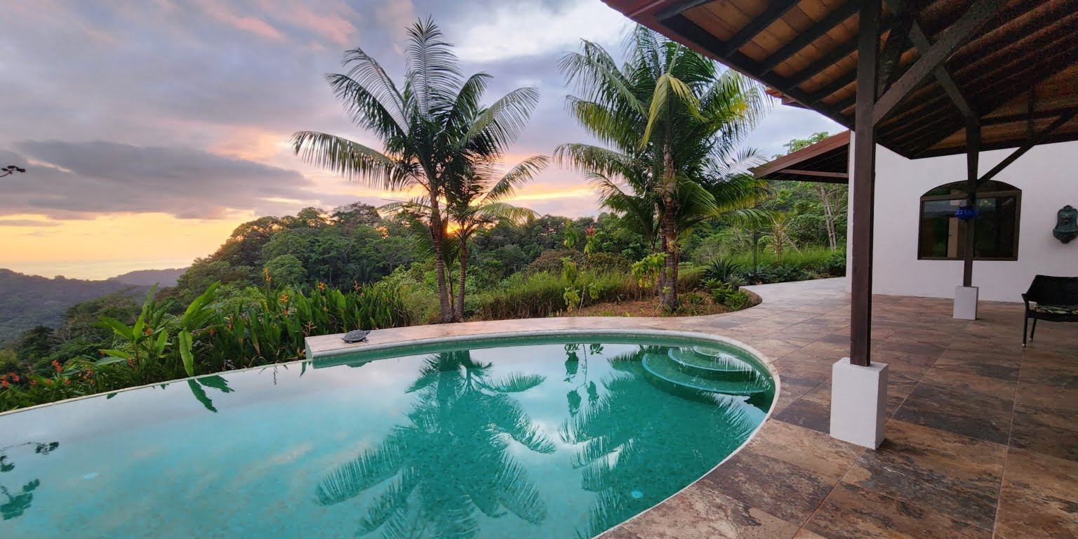 PLT173 – 14 Private Luxury Ocean View 2-Bedroom Home on 2.5 Acres for Great Privacy and Great Rental Potential in Platanillo above Dominical Costa Rica