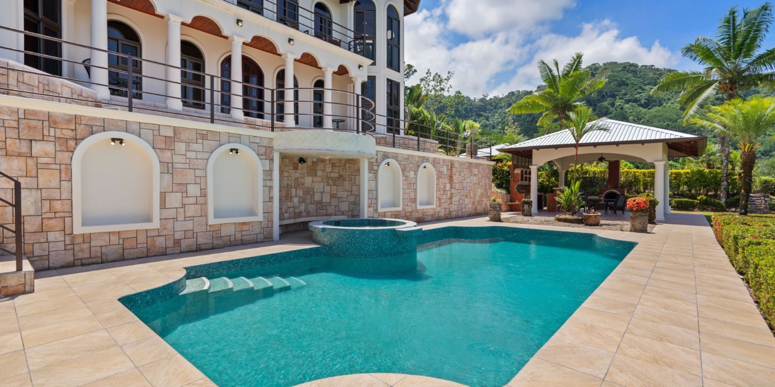 Ojochal Estate Home and Property_3 Fully Renovated Ocean-View Estate Home with Pool, Guesthouse & Caretaker Cottage with Waterfall in Phase 4 Ojochal Costa Rica