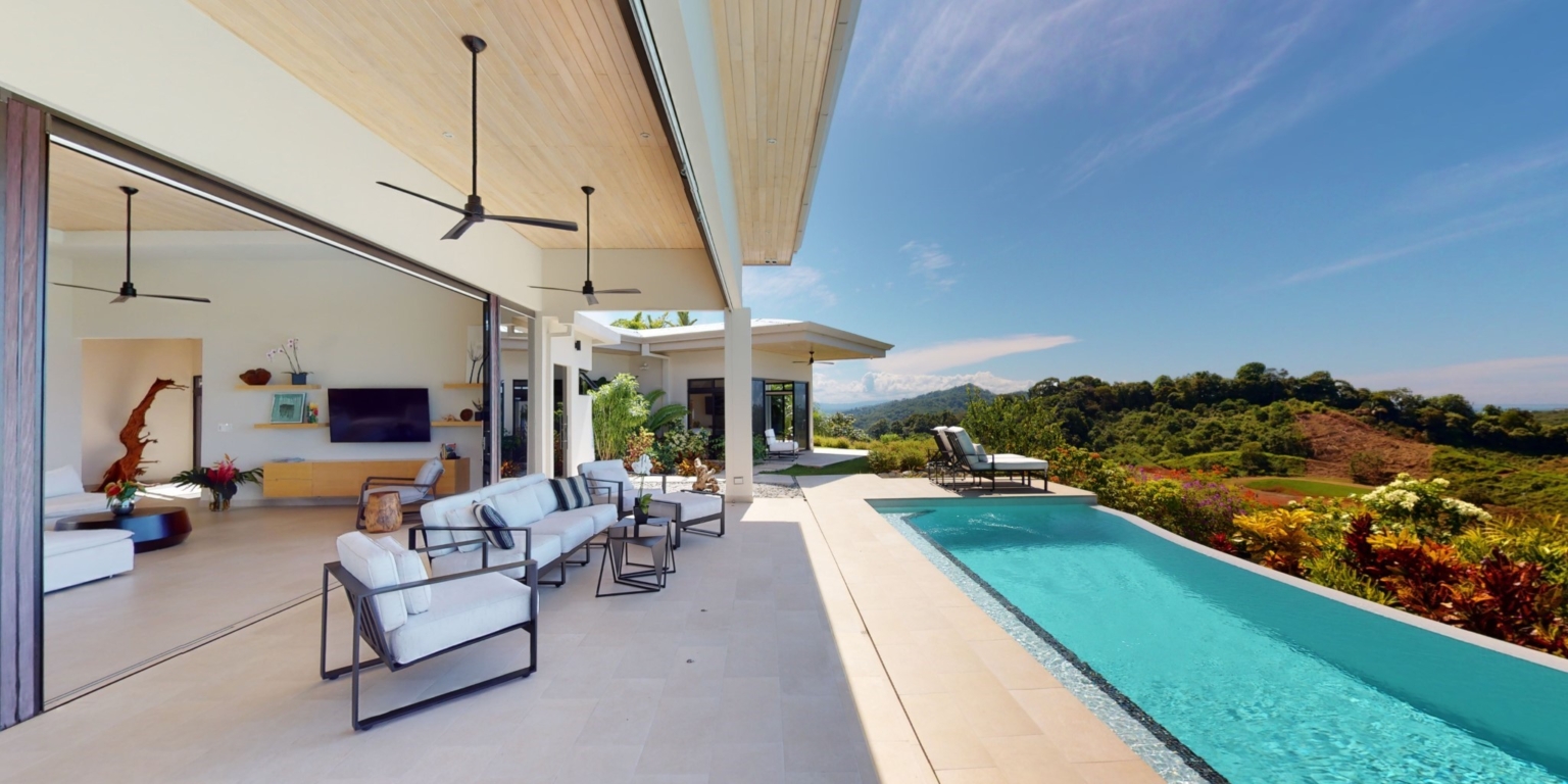 Elegant, Modern Style 4-Bedroom Home with Two Separate Wings & 360-Decree Views on 2.7 Acres of Land in Ojochal, Costa Rica