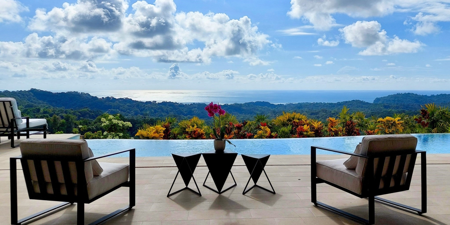 Elegant, Modern Style 4-Bedroom Home with Two Separate Wings & 360-Decree Views on 2.7 Acres of Land in Ojochal, Costa Rica