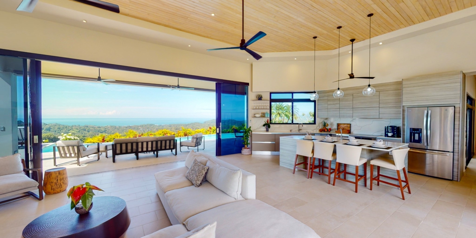 Elegant, Modern Style 4-Bedroom Home with Two Separate Wings & 360-Decree Views on 2.7 Acres of Land in Ojochal, Costa Rica