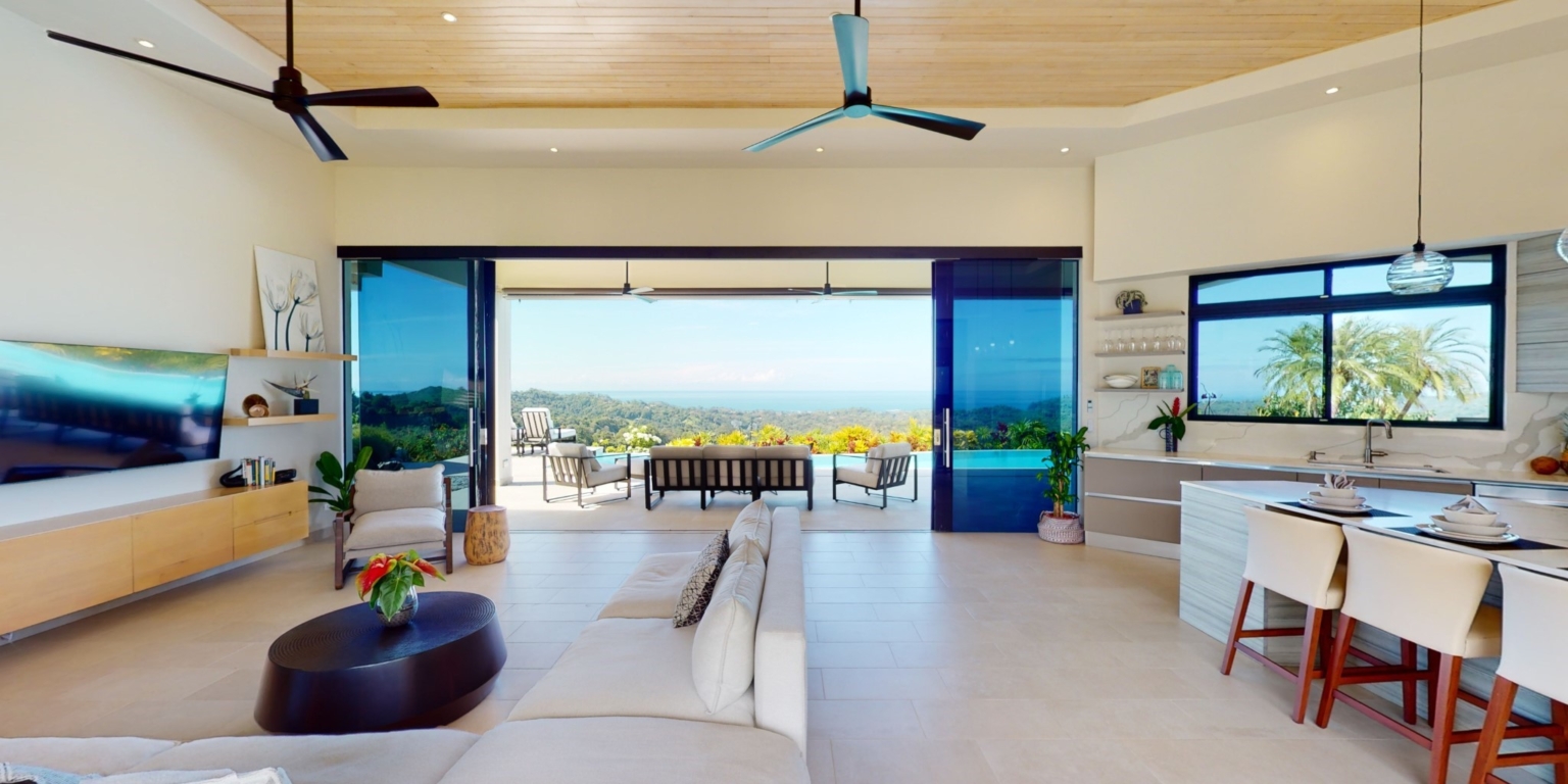Elegant, Modern Style 4-Bedroom Home with Two Separate Wings & 360-Decree Views on 2.7 Acres of Land in Ojochal, Costa Rica