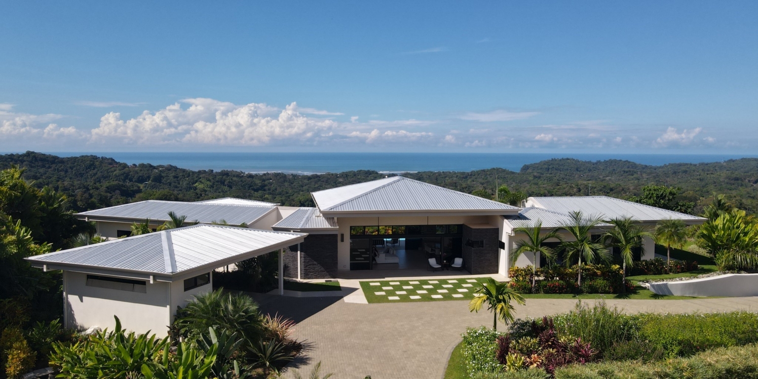 Elegant, Modern Style 4-Bedroom Home with Two Separate Wings & 360-Decree Views on 2.7 Acres of Land in Ojochal, Costa Rica