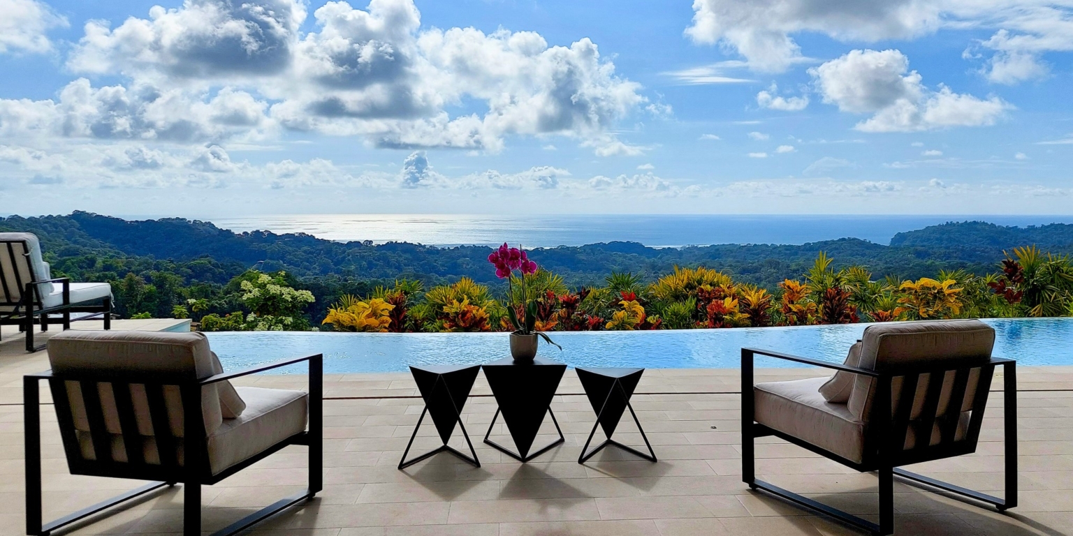 Elegant, Modern Style 4-Bedroom Home with Two Separate Wings & 360-Decree Views on 2.7 Acres of Land in Ojochal, Costa Rica