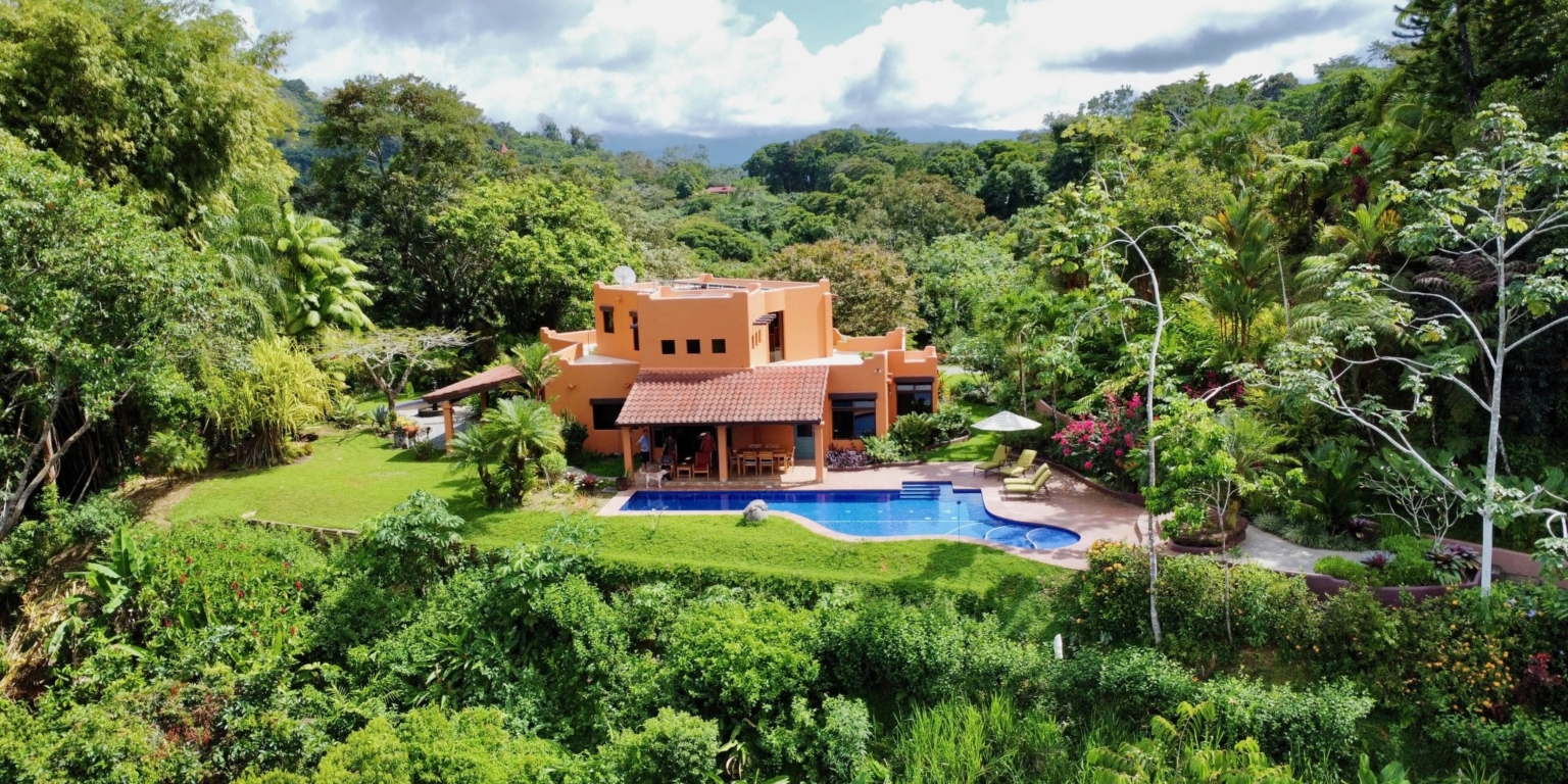 3 Luxury 3-Bedroom Home with Pool, Sunset Ocean View, Separate Ocean View Building Site & Guesthouse in Lagunas above Dominical Costa Rica