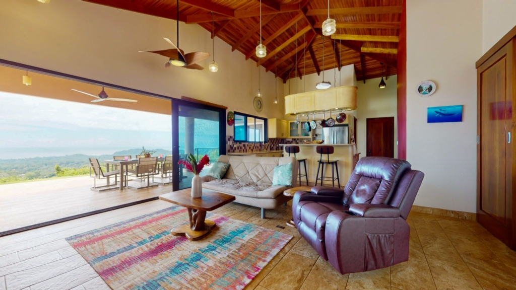 Ocean View Home with Stunning Architectural Features & Big Ocean Views in Tranquil Hills of Ojochal Costa Rica