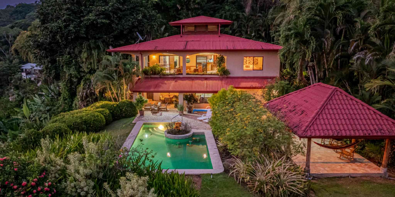 Private Family Estate with Stunning Pacific Sunset Ocean Views & 4-Bedrooms plus Cabin in Hatillo near Dominical Costa Rica