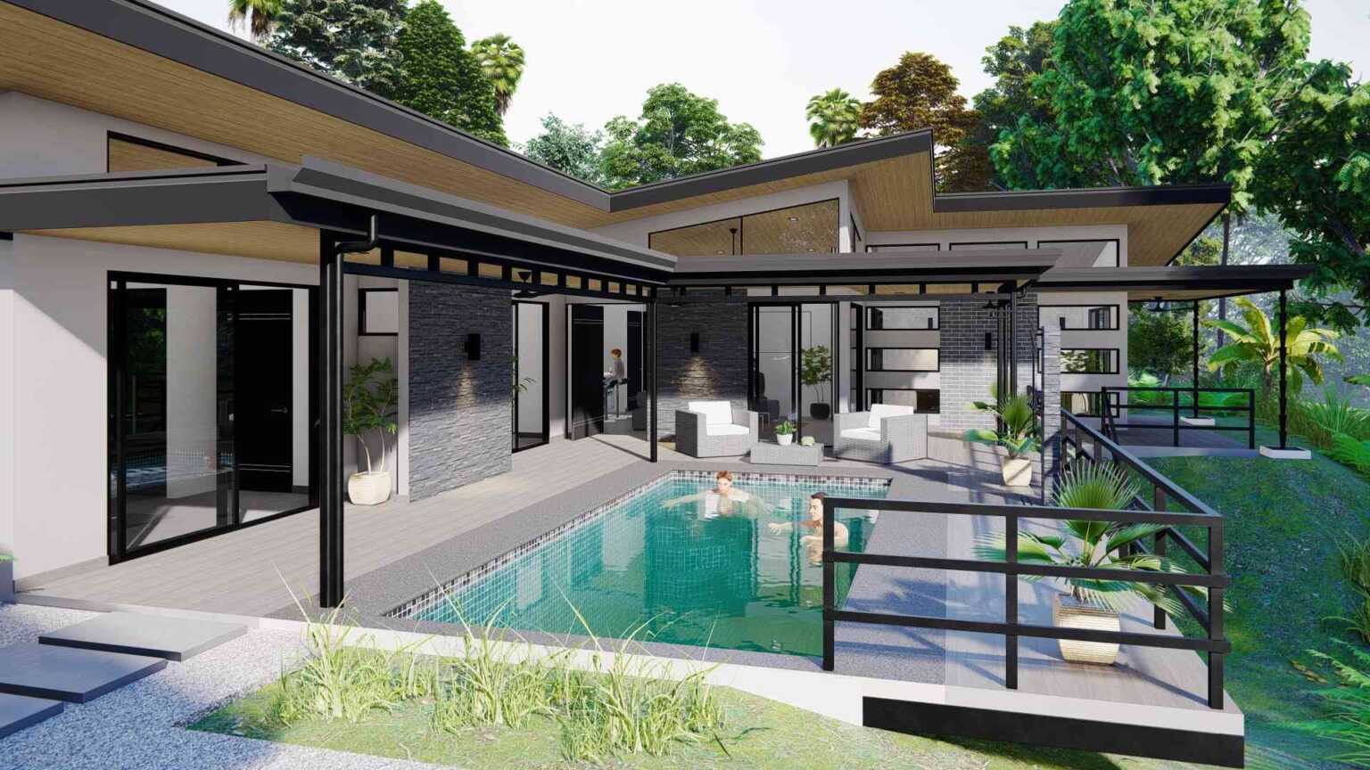 Pre-Construction Creek 3-Bedroom Home with Creek & Pool in Playa Hermosa near Uvita Costa Rica