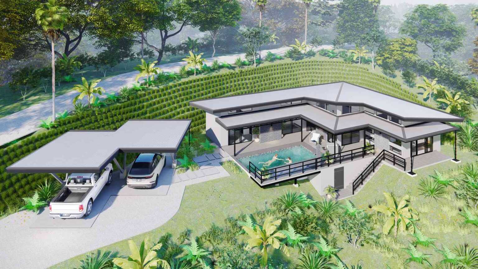 Pre-Construction Creek 3-Bedroom Home with Creek & Pool in Playa Hermosa near Uvita Costa Rica