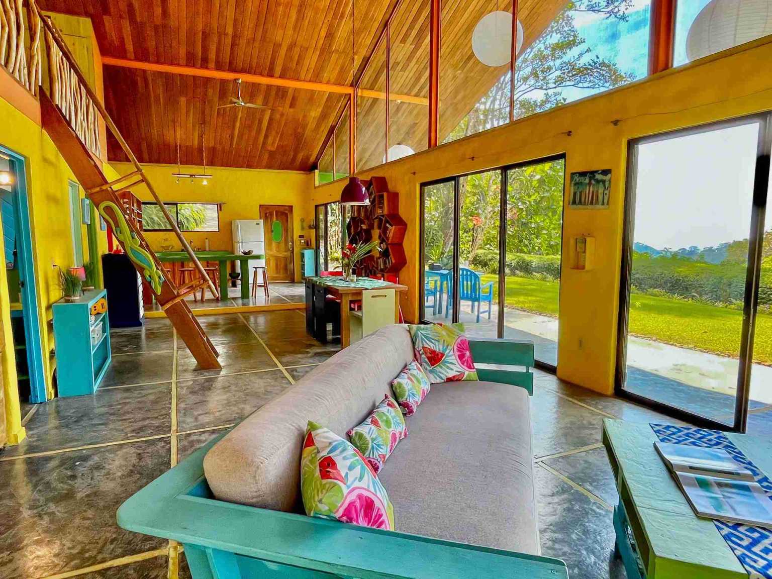 Colorful Jungle 2-Bedroom Ocean View Home with Privacy, Room to Build More in Lagunas near Dominical Costa Rica