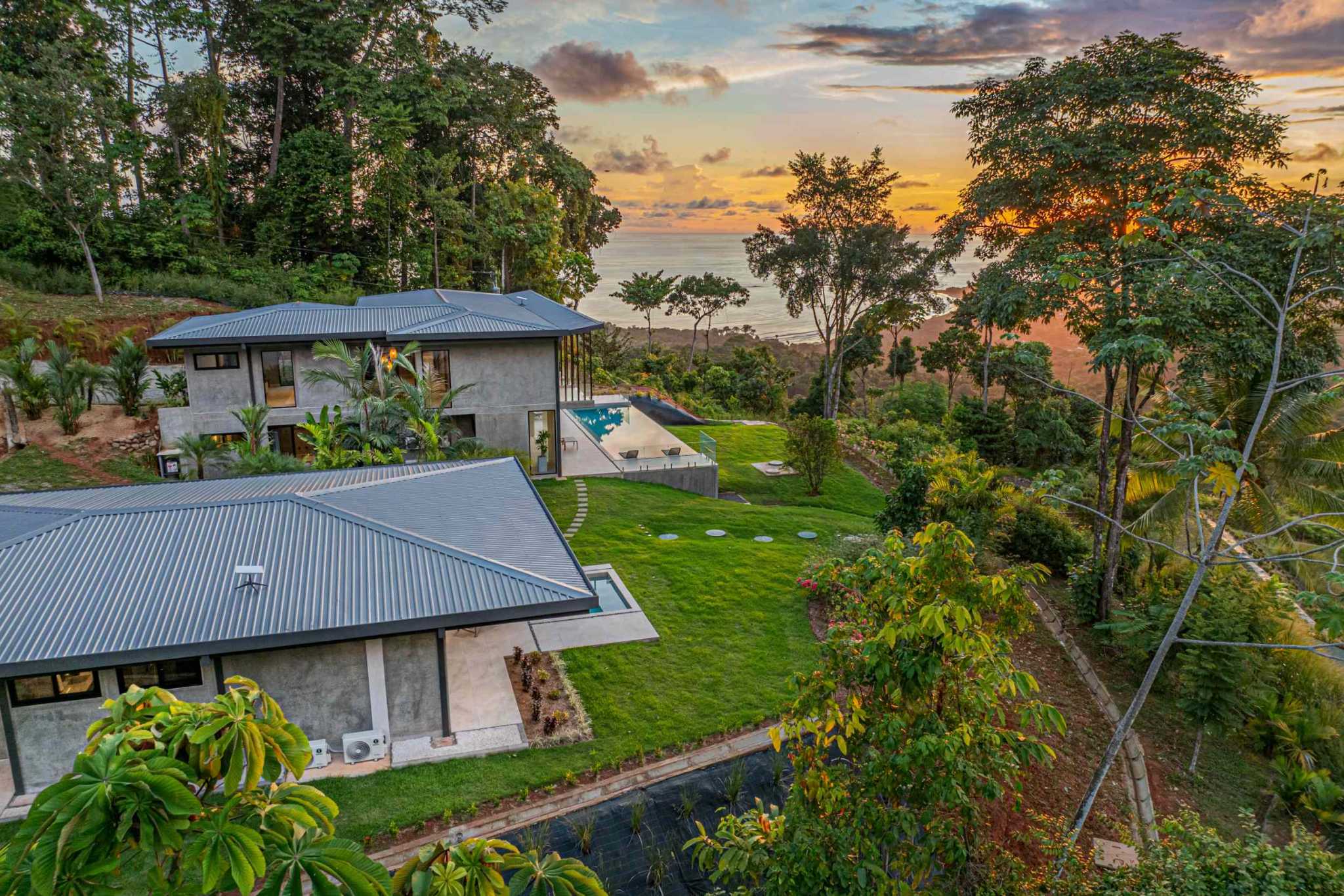 New-Construction Estate Property with 5+ Acres, Modern Style & Ocean Views of the Whale’s Tail in Uvita Costa Rica