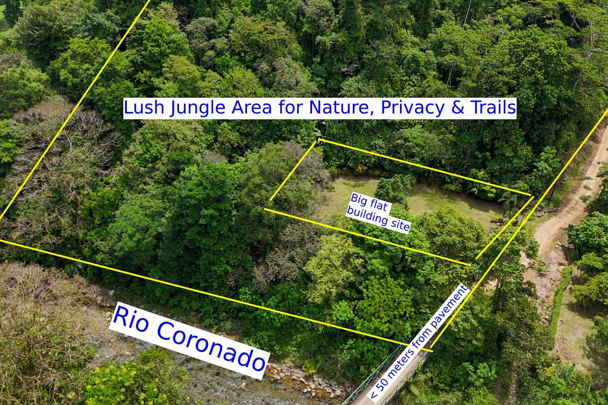 42804 (23) Private Riverside Garden of Eden with Mature Plants & Big Flat Building Area in Tres Rios Costa Rica