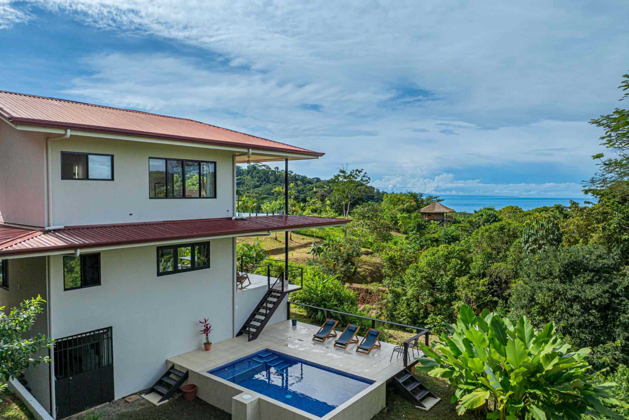 Ocean View 2-Bedroom Home with Cano Island & Whale Tail Views in San Josecito above Uvita Costa Rica