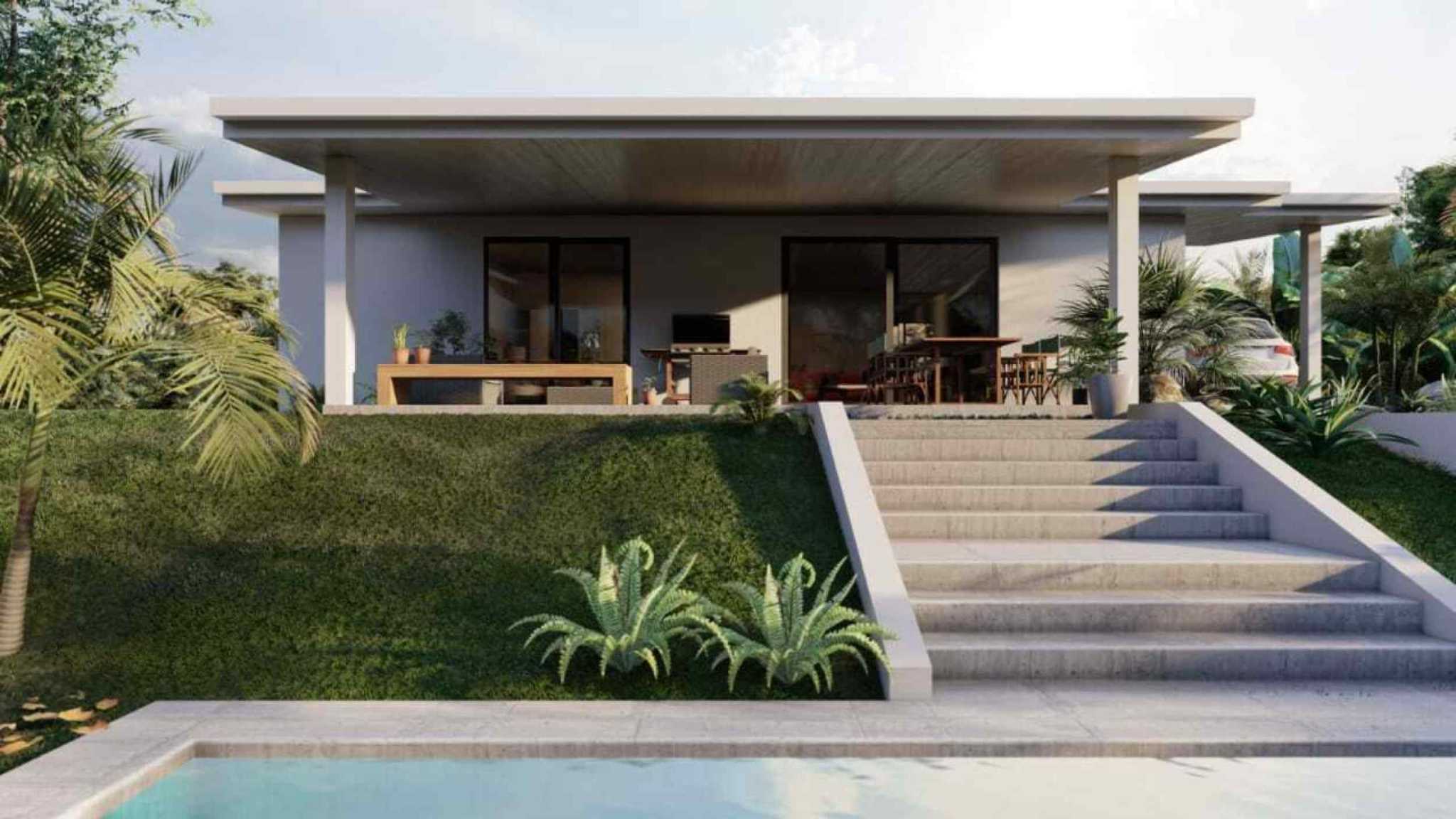 64796-16 Unfinished Modern 3-Bedroom Villa with Valley Views & Pool Foundation in Ojochal Costa Rica