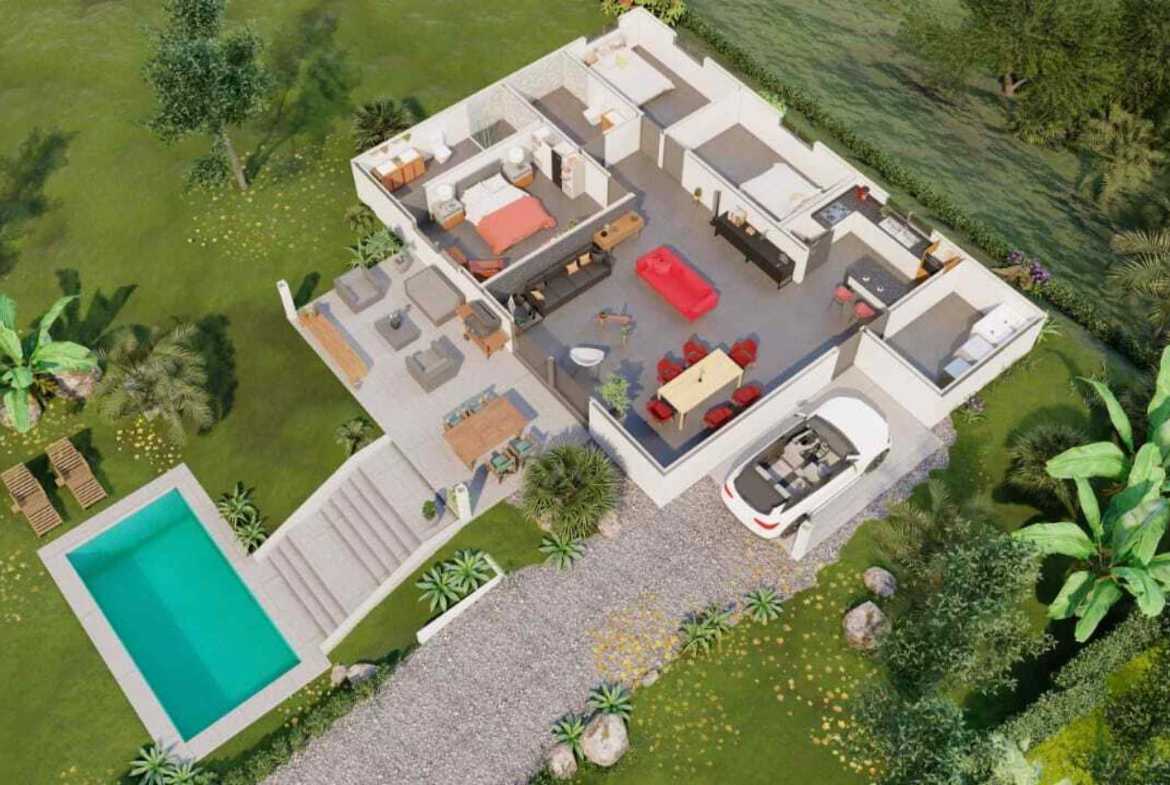 Unfinished Modern 3-Bedroom Villa with Valley Views & Pool Foundation, photo 4 of 21