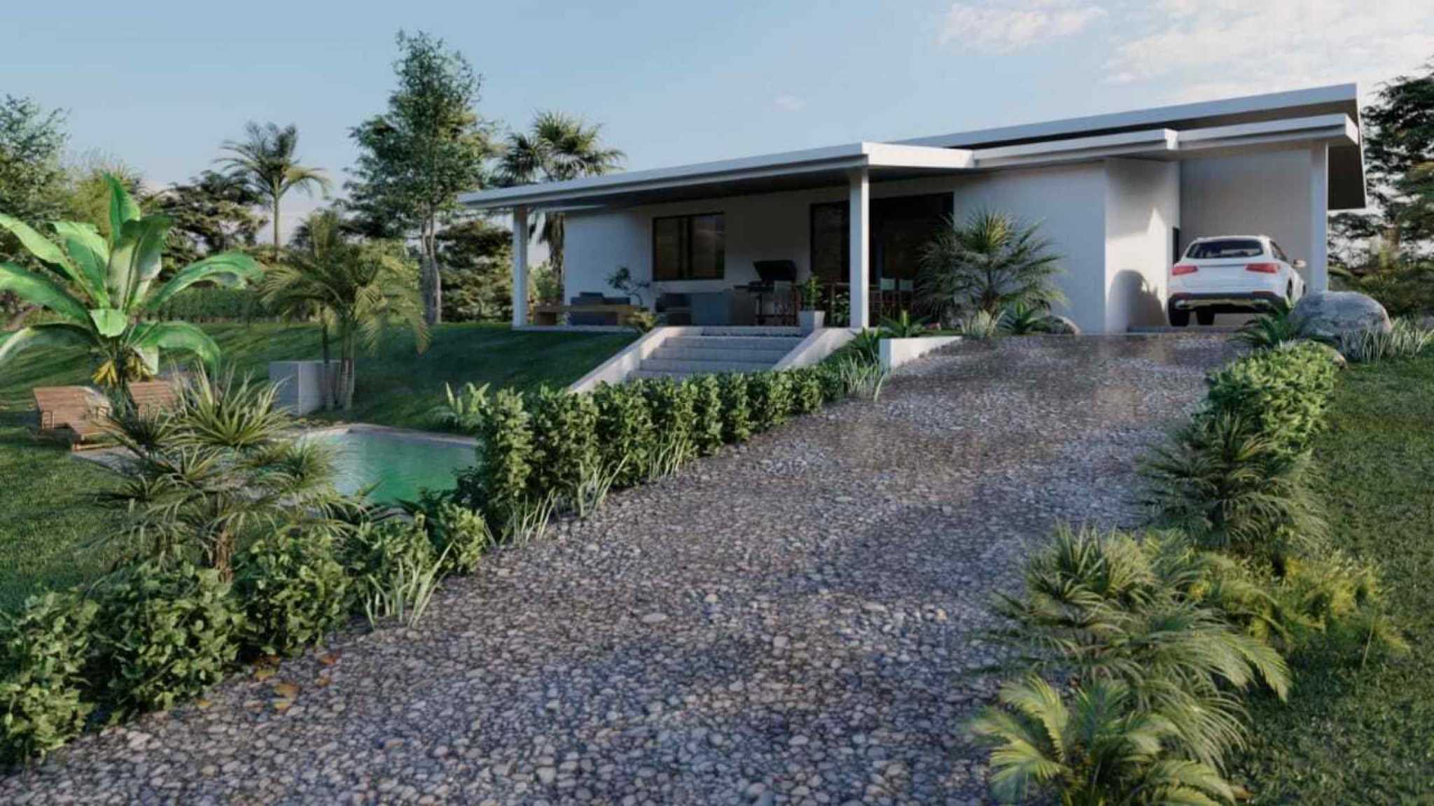 64796-14 Unfinished Modern 3-Bedroom Villa with Valley Views & Pool Foundation in Ojochal Costa Rica