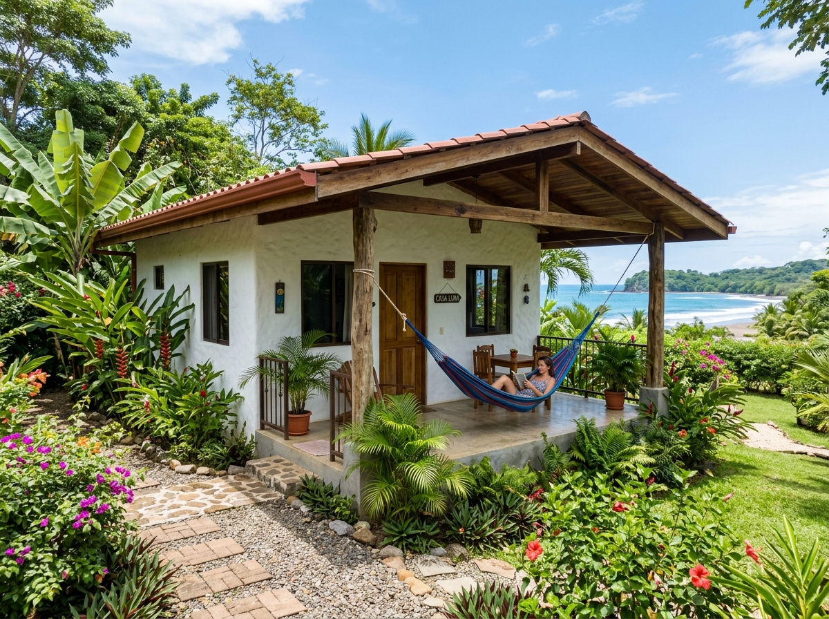 Small affordable beach house in Costa Rica with tropical garden