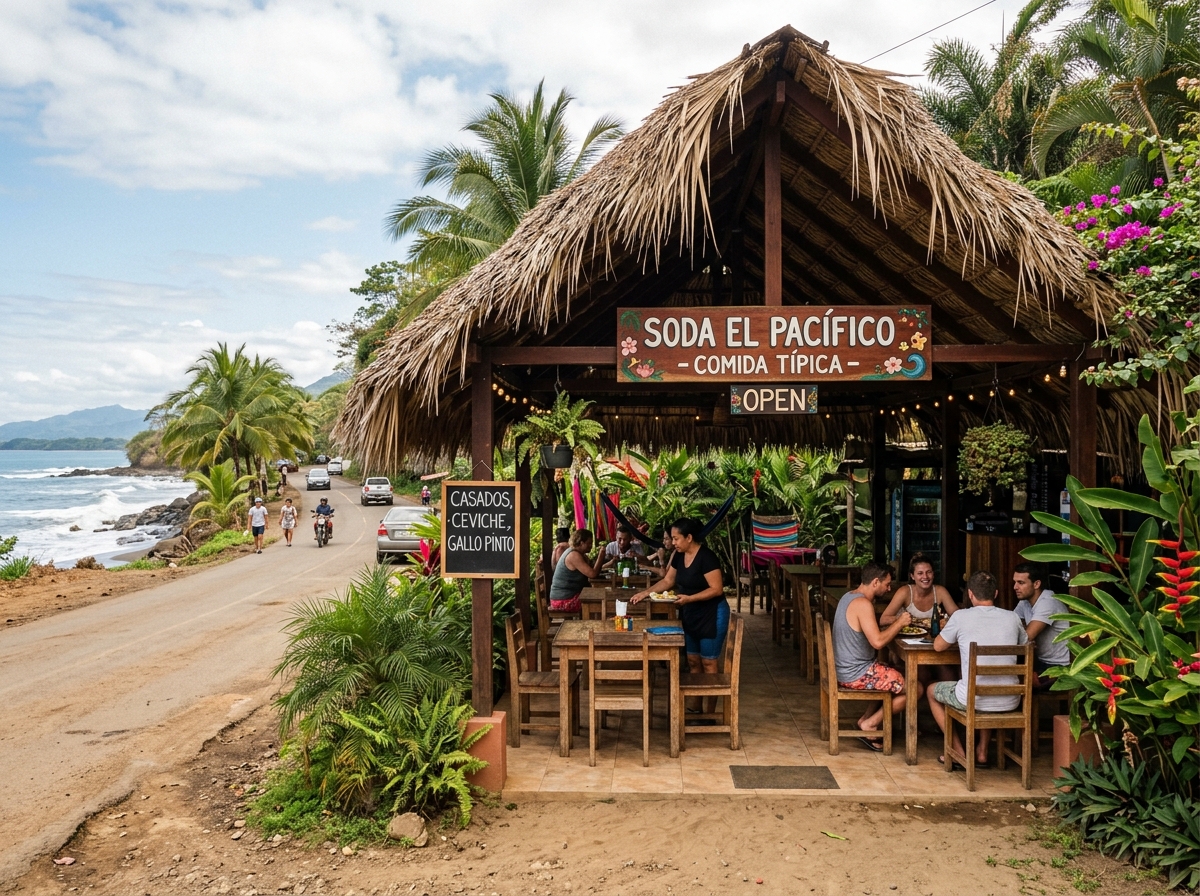 Small open-air restaurant or soda for sale near the coast in Costa Rica