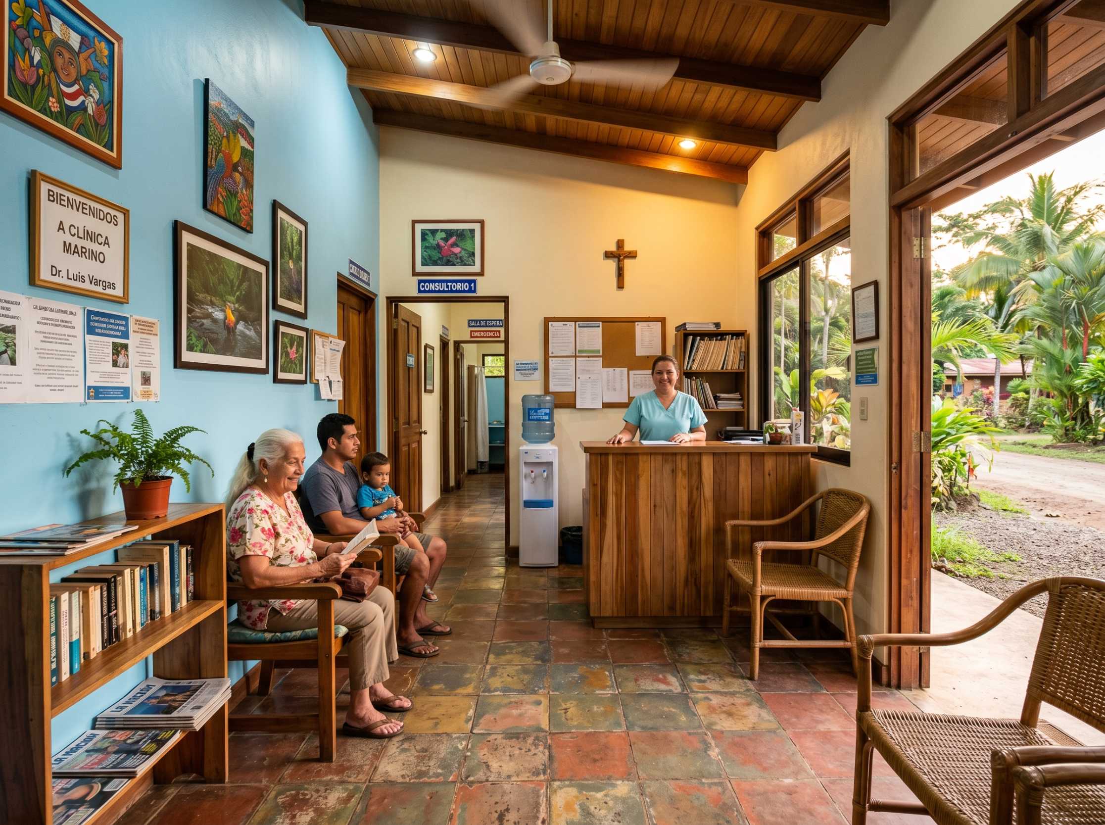 Local clinic waiting room in a small Costa Rica coastal town