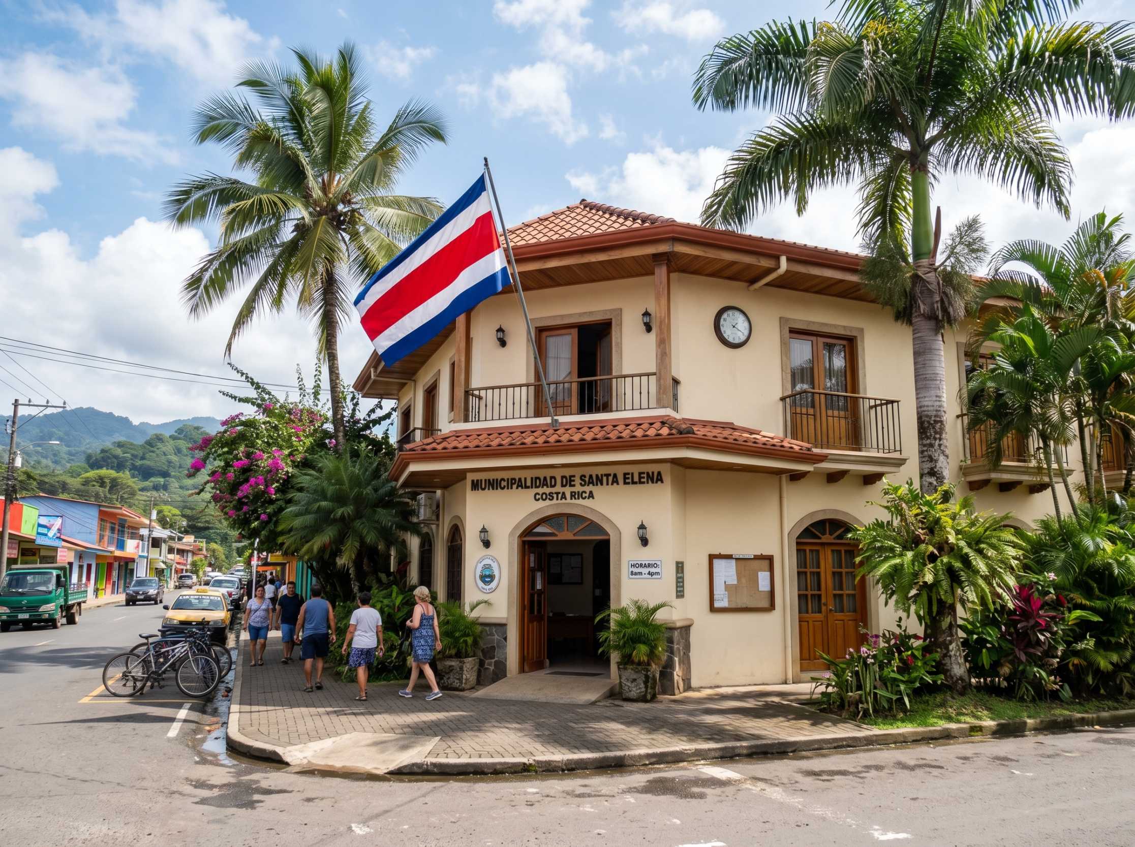 Small municipal government building in a Costa Rica town where property taxes are paid