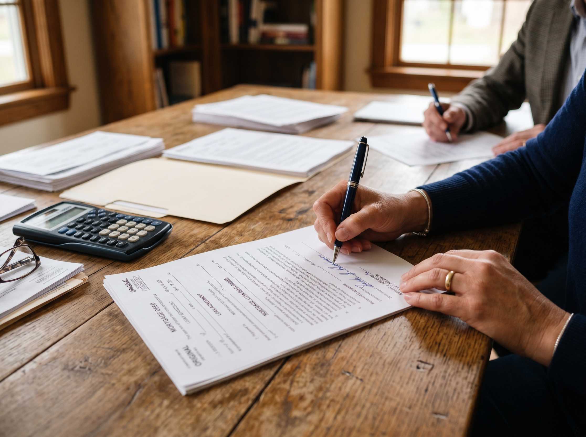Signing mortgage loan documents at a desk in Costa Rica