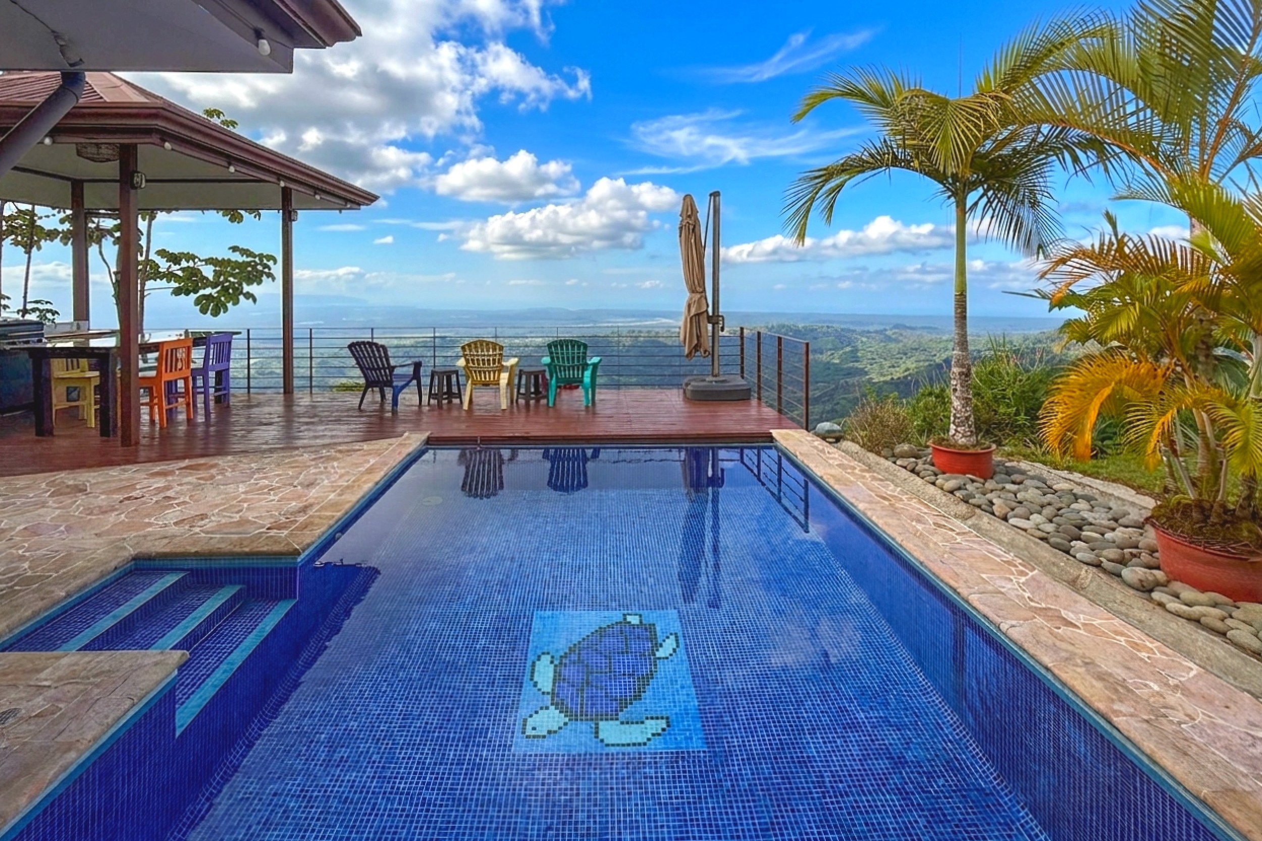 Ocean-View Home pool with turtle mosaic in Toucan Valley/Osa Mountain Village, Costa Rica