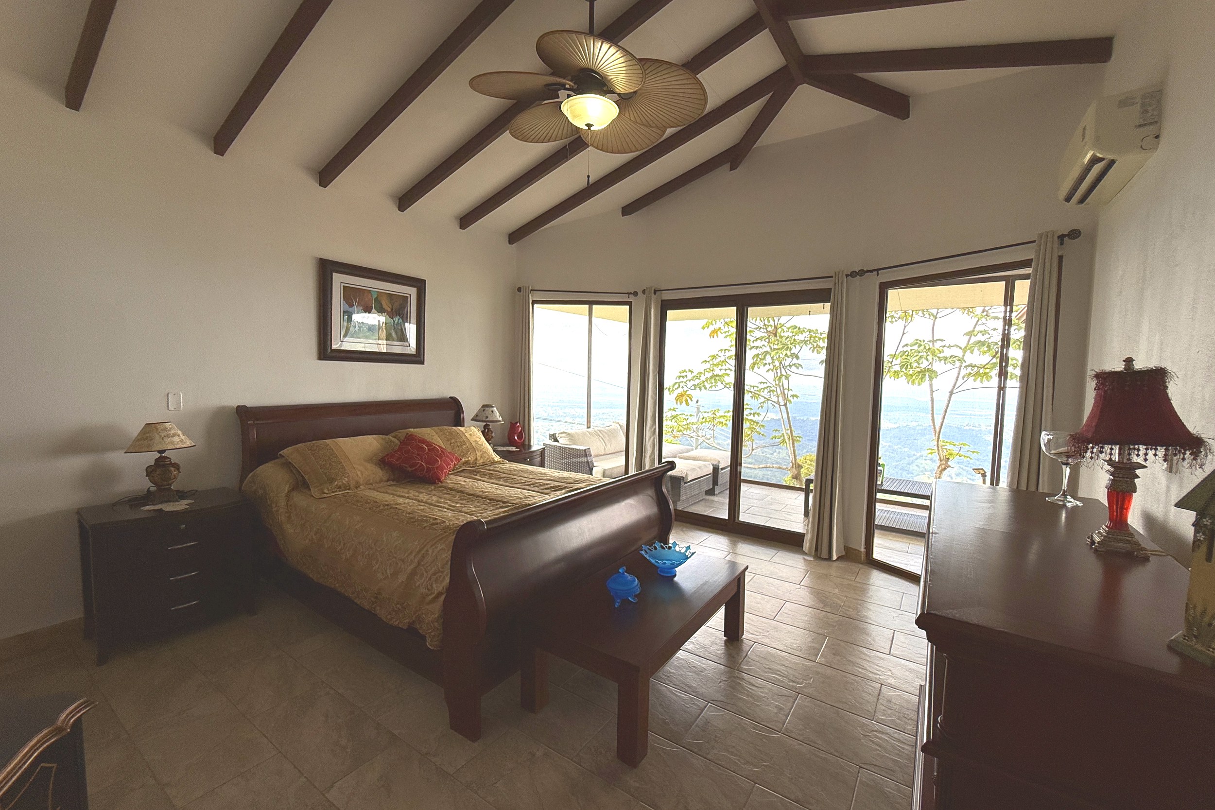 Ocean-View 3-Bedroom Home master bedroom in Toucan Valley/Osa Mountain Village, Costa Rica.