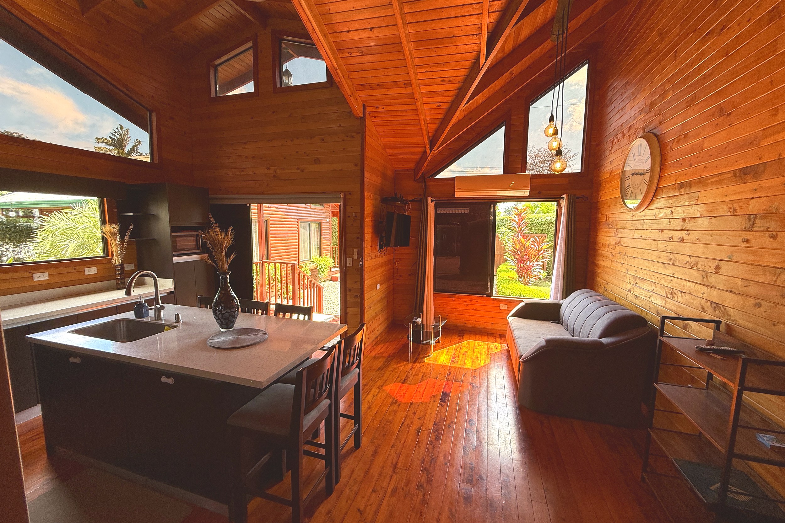 Open-Plan Kitchen & Living Unique Income Producing Home kitchen island and wooden interior in Bahia, Costa Rica
