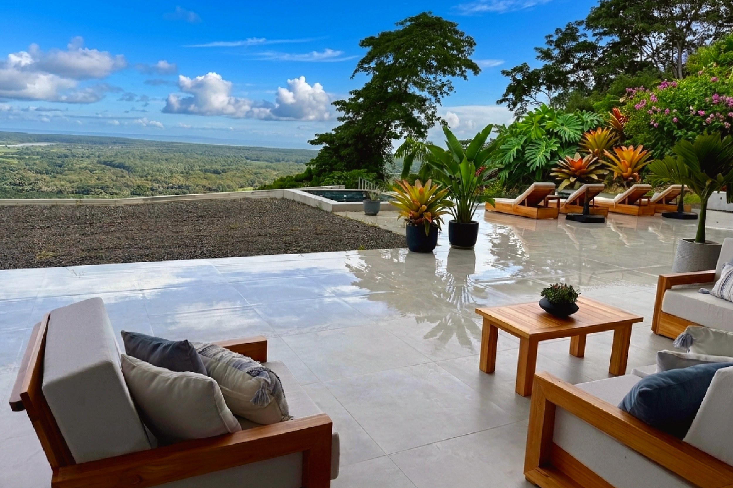 Modern Luxury 4-Bedroom Home outdoor terrace with seating in Chontales, Costa Rica