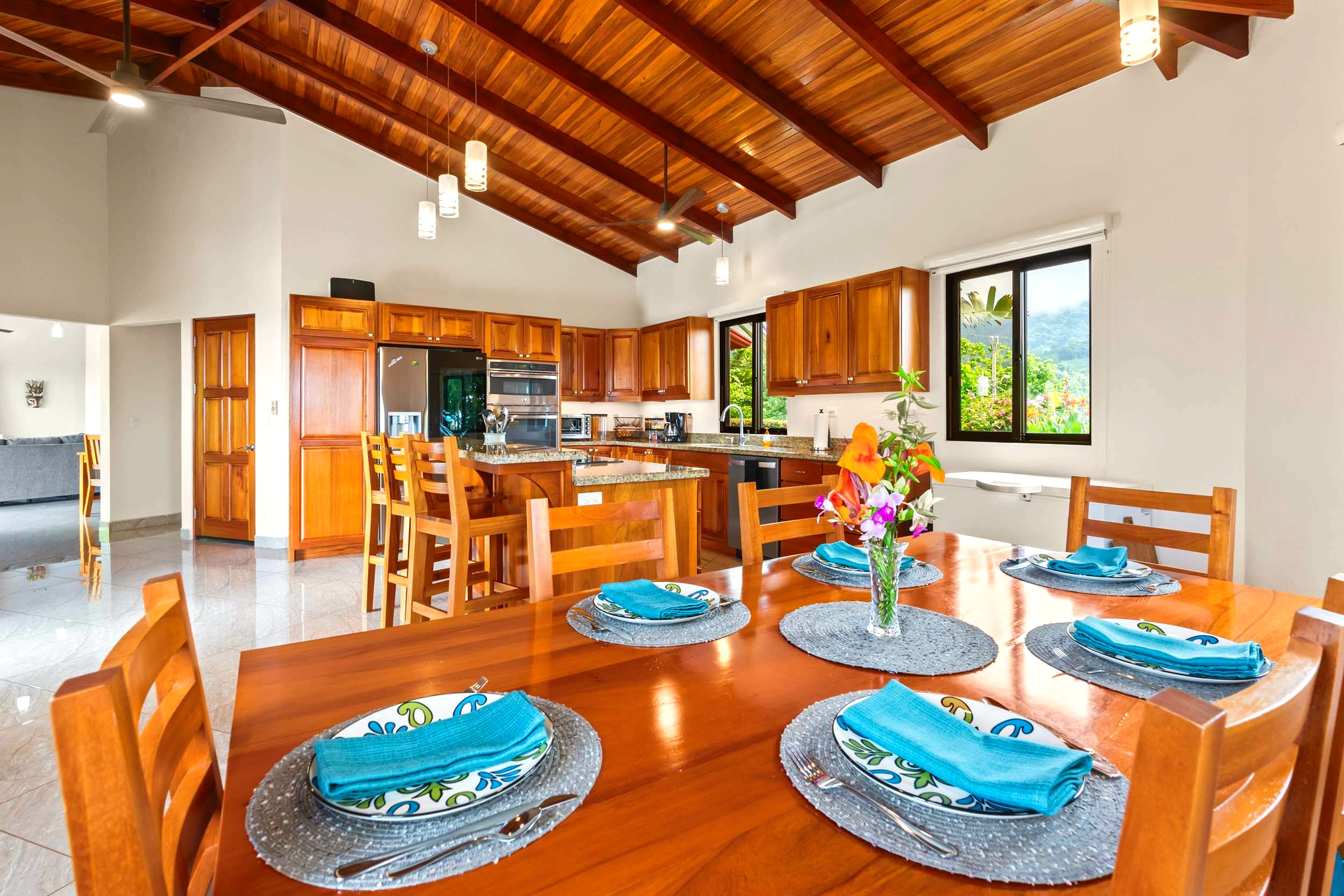 Luxurious Ocean View Home dining table and kitchen in Chontales, Costa Rica