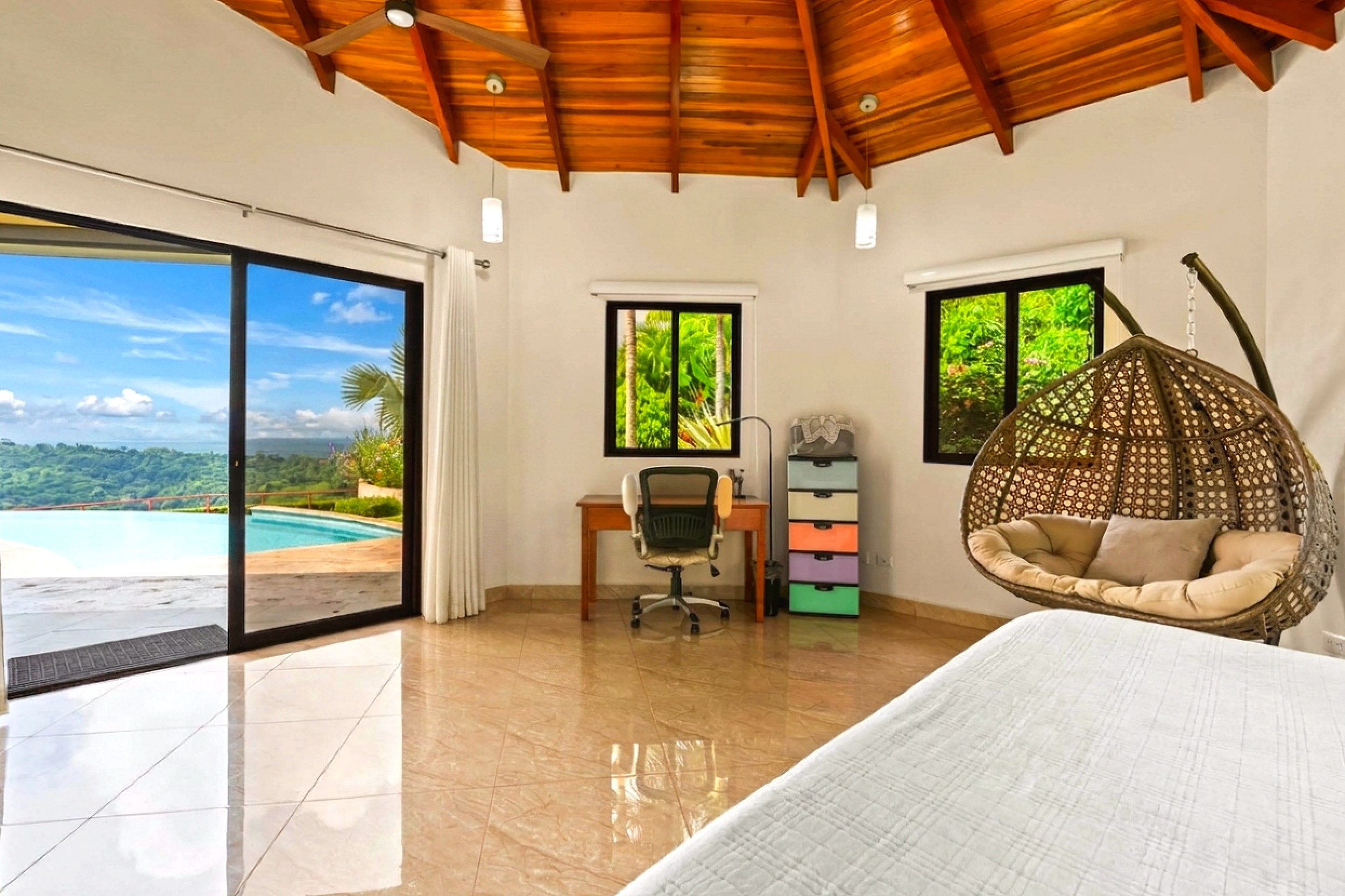 Luxurious Ocean View Home master bedroom with pool access in Chontales, Costa Rica