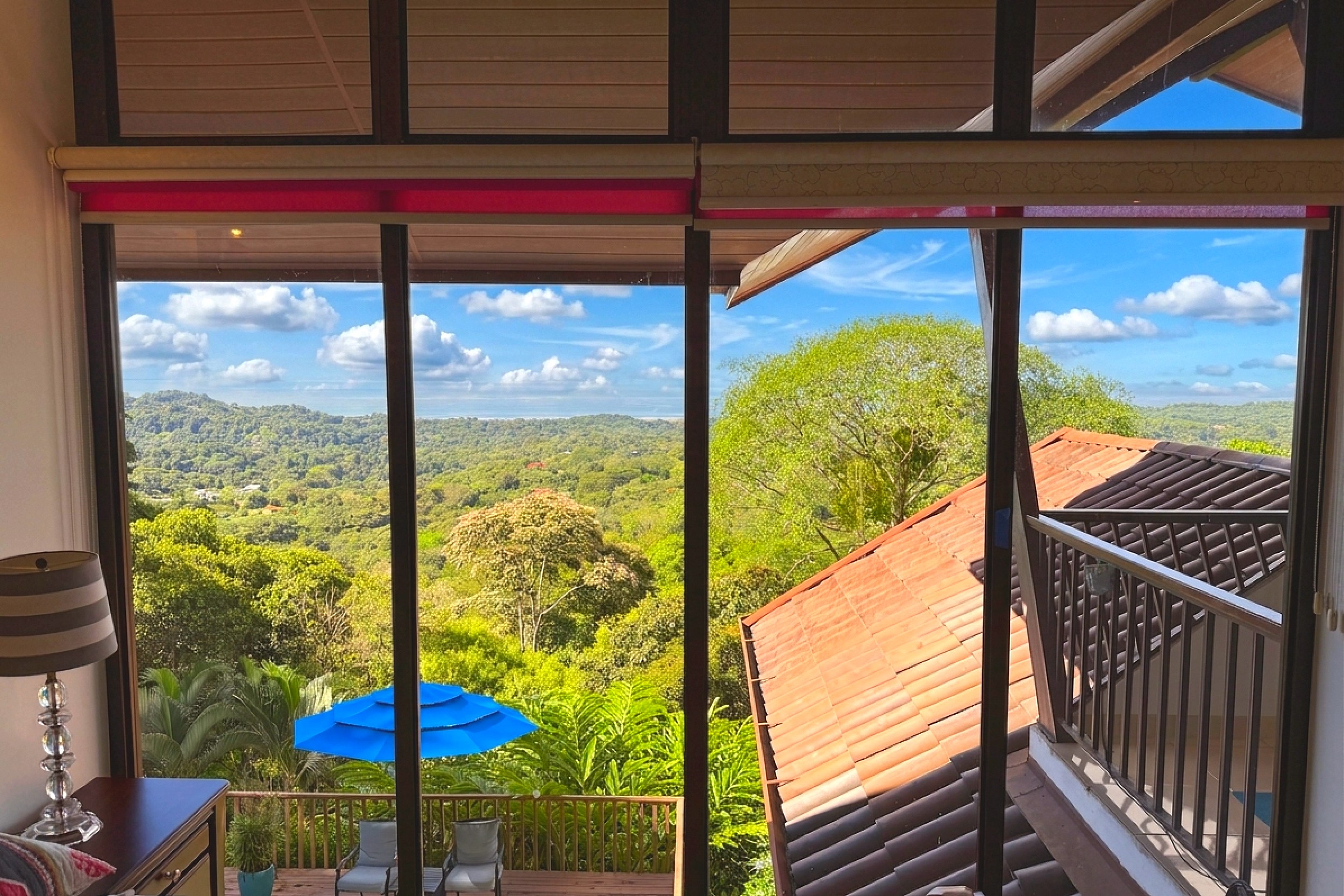 Panoramic Jungle View Ocean View Home tropical valley view from bedroom window in Ojochal, Costa Rica