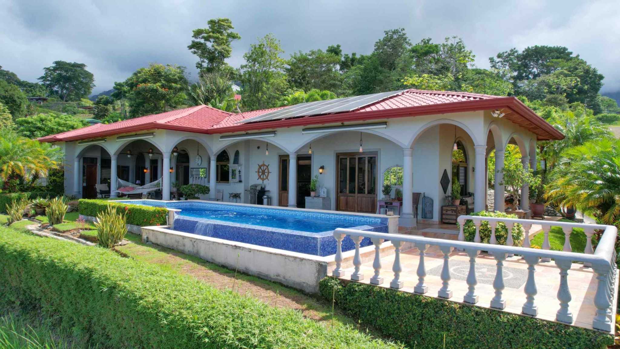 Stunning 3-Bedroom Tropical Hacienda with Pool, Ocean & Mountain Views in Ojochal Costa Rica