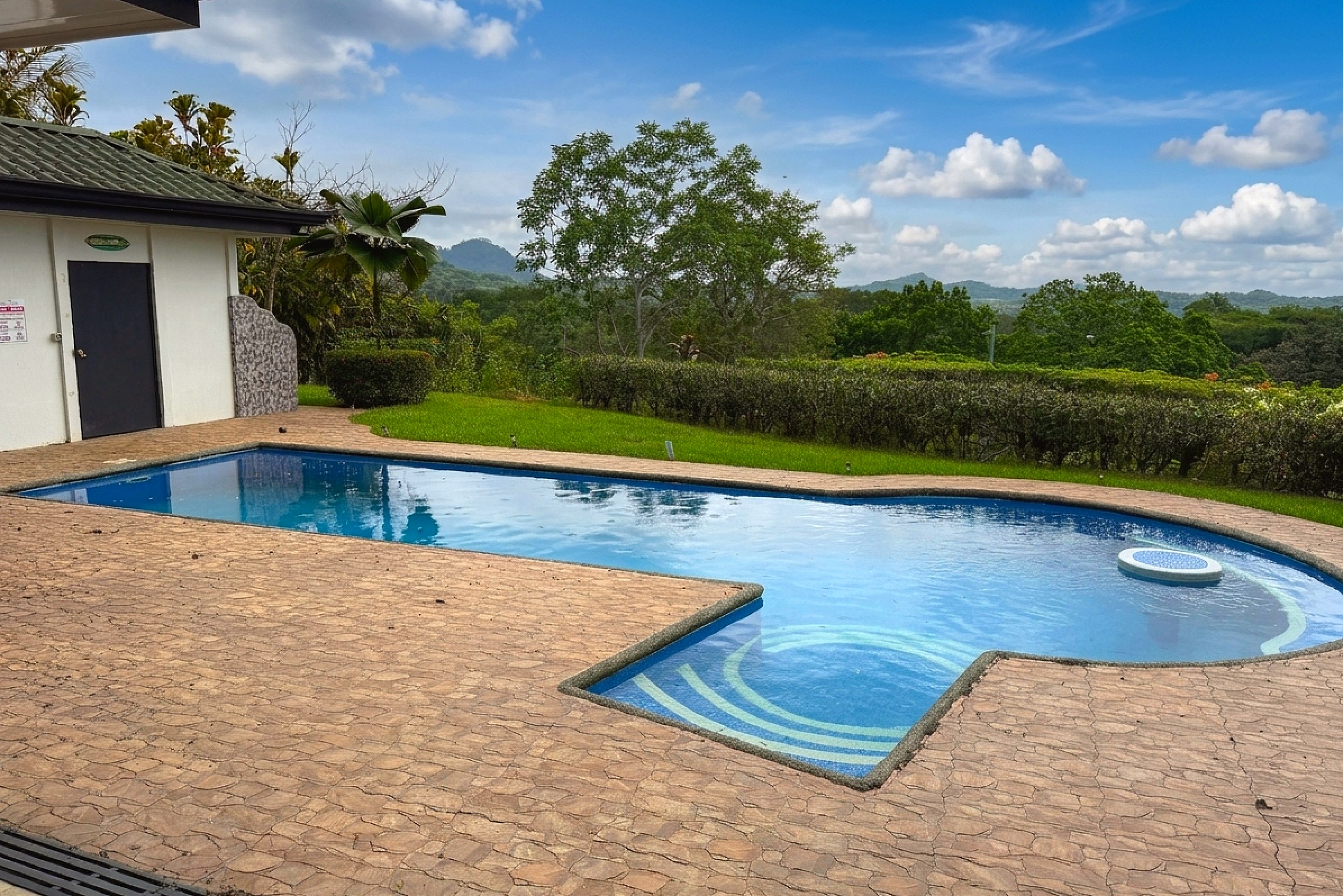 Pool with Tanning Ledge Mountain View Home custom pool with tanning ledge in Costa Rica