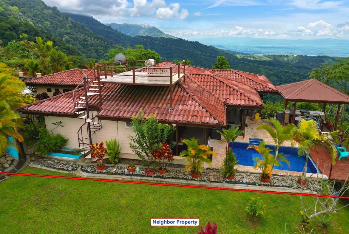 Ocean-View 3-Bedroom Home aerial view with pool in Toucan Valley/Osa Mountain Village, Costa Rica